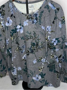 croft & barrow Gray Floral Scoop Neck Tee